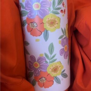 Floral stainless steel slim can cooler